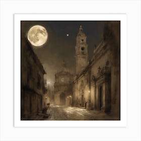 Night In The Old Town 1 Art Print