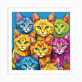 Cats In Bloom Art Print