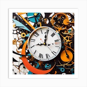 Clock With Gears Art Print