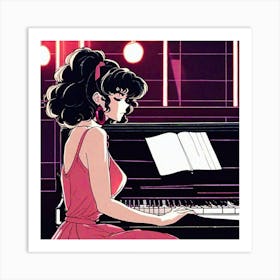 A girl with black hair Art Print