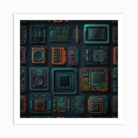 Electronic Circuits Seamless Pattern Art Print