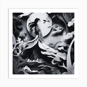 Asian Woman In The Forest Art Print