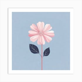 A White And Pink Flower In Minimalist Style Square Composition 624 Art Print