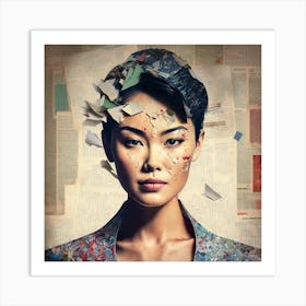 Asian Woman With Newspaper Art Print