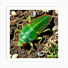 Green Grasshopper 2 Art Print