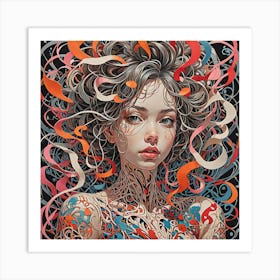 Girl With Tattoos Art Print