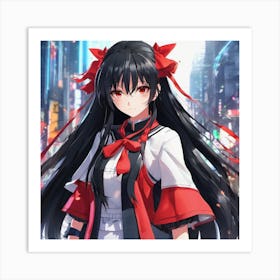 Anime girl in red Art Print