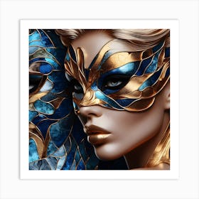 Girl In Masquerade - Stain Glass Inlay - 5 Of 6 Art Print