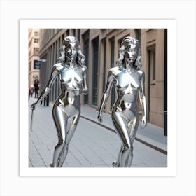 Two Women In Silver Art Print