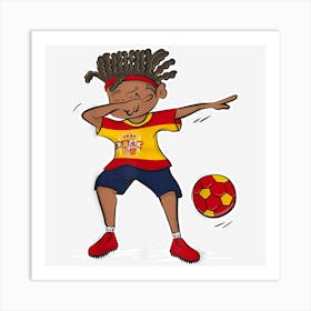 Dabbing Boy Spain Soccer Jersey Spanish Flag Art Print