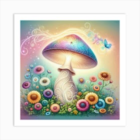 Mushroom In The Garden Art Print