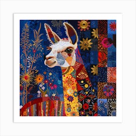 Patchwork Quilted Llama 2 Art Print