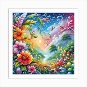 Colorful Flowers In The Sky 2 Art Print