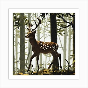 Deer In The Woods 20 Art Print