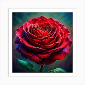 Red Rose With Detailed Petals Art Print