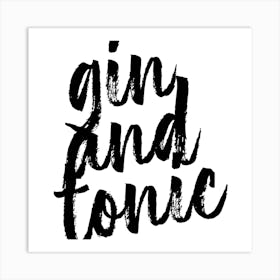 Gin And Tonic Bold Script Square Art Print