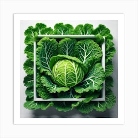 Cabbage In A White Frame Art Print