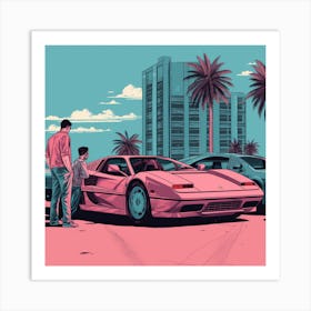 Man And A Car Art Print