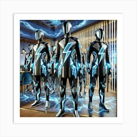 Futuristic Restaurant Staff Wearing Sleek, Storm I Art Print