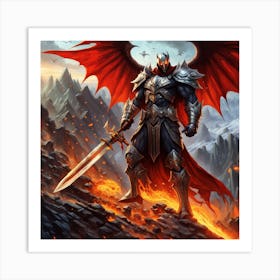 Demon Warrior with Sword Art Print