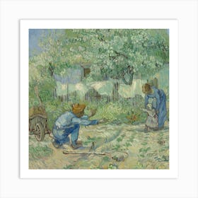 Van Gogh, Family Washing Clothes Art Print