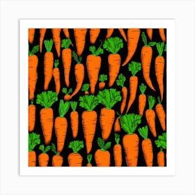 Carrots On Black Background 5 Art Print