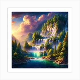 Waterfall In The Forest Art Print