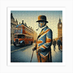 Abstract Puzzle Art English gentleman in London 12 Art Print