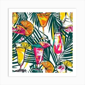 Seamless Pattern With Tropical Drinks 3 Art Print