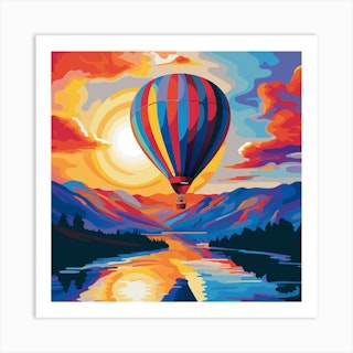 Old Fashioned Hot Air Balloon Art Print for Sale by moonlightglo