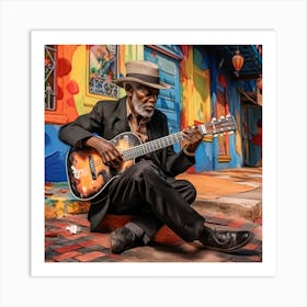 Old Man Playing Guitar Art Print