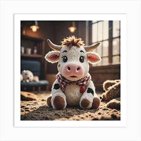 Cow Stuffed Animal Art Print