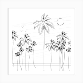 Minimal Line Palm Beach 1 Art Print