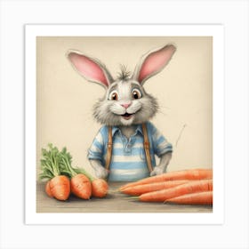 Rabbit With Carrots 6 Art Print