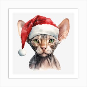 Sphynx Cat In Santa Hat 6 Art Print