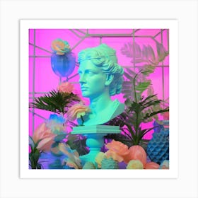 vaporwave greek statue Art Print