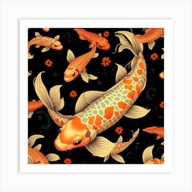 Koi Fish Seamless Pattern 1 Art Print