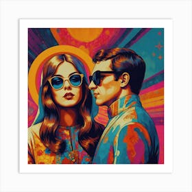 Retro Pop of 70s Couple Art Print