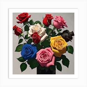 Roses In A Vase Art Print