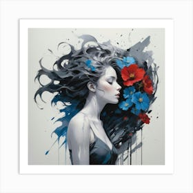 Woman With Flowers Art Print