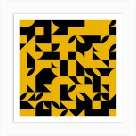 Abstract Black And Yellow Art Print