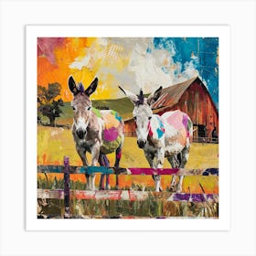 Kitsch Donkey Patchwork Collage 4 Art Print