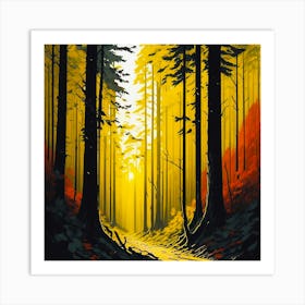 Yellow Forest Path Art Print