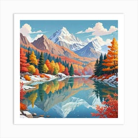 Serene Mountain Landscape Art Print (2) Art Print