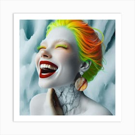 Woman Laughing In The Snow Art Print