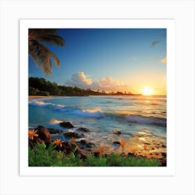 Sunset At The Beach 1 Art Print