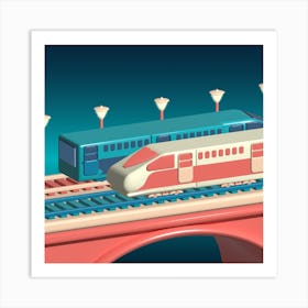 Bridge Transportation Train Toys Art Print
