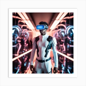 Futuristic Man In Virtual Reality 4 Art Print