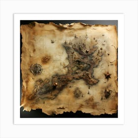 Treasure Map Parchment Treasure Hunt Adventure Exploration Voyage Art Print