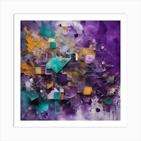 Abstract Painting, Made With Various Items, In The Style Of Collaged, Constructions, Color Splash, M (6) Art Print